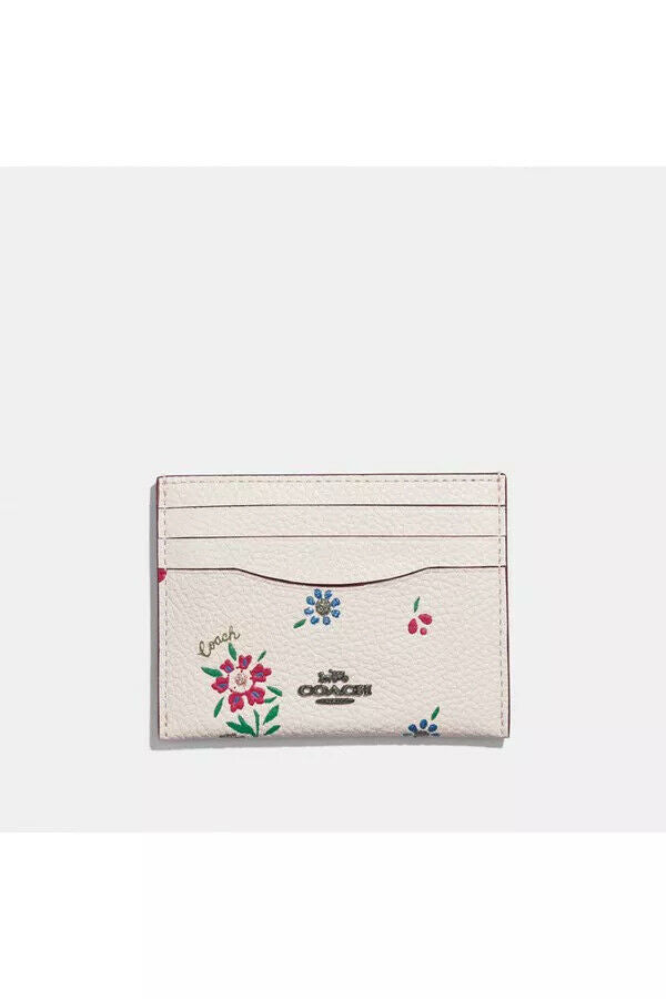 Coach Card Case With Wildflower Print  Color Ivory Multi