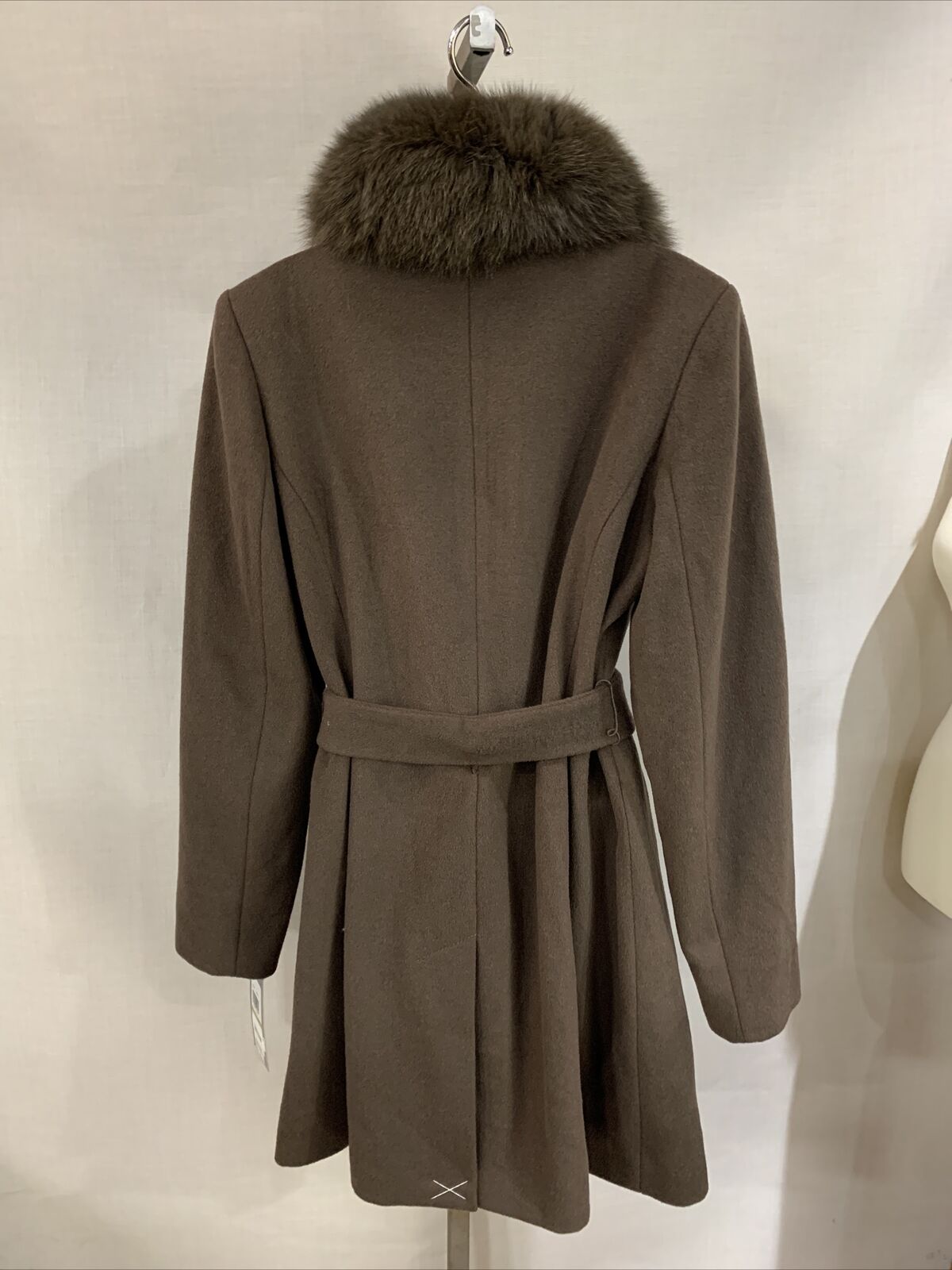 Forecaster Women’s Fox-Fur-Collar Belted Wrap Coat   68049 Size 8