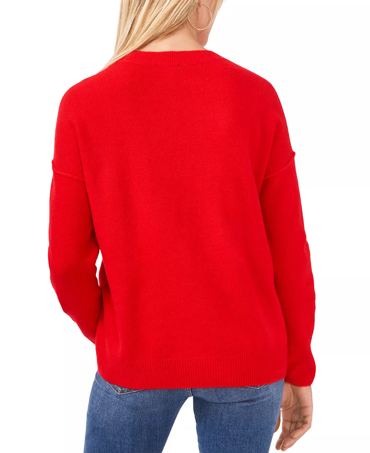 VINCE CAMUTO Women's Long Sleeve Extend Shoulder Sweater  Color Bright Cherry Size L