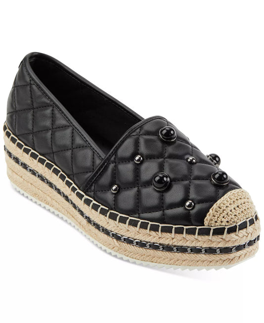 Karl Lagerfeld Paris Womens Diya Platform Espadrille Flats  Color Black Size 7.5M