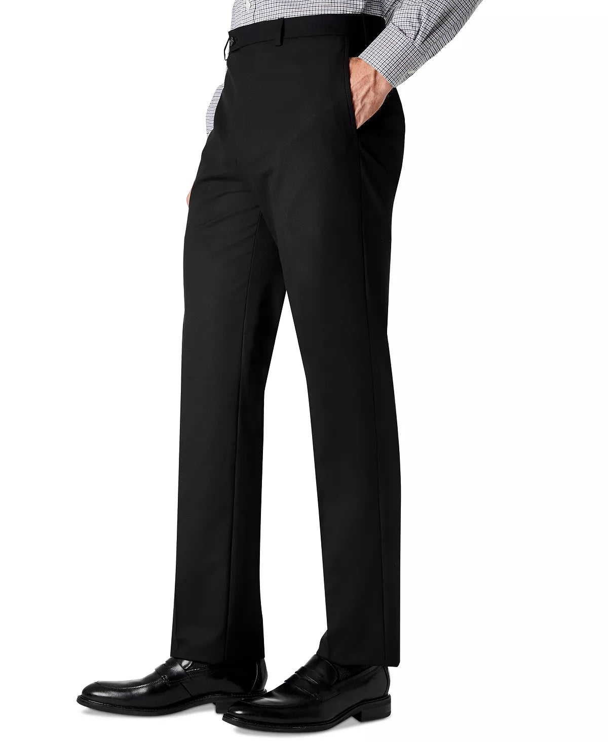 LAUREN RALPH LAUREN Men's Classic-Fit Flat-Front Dress Pants  Color Black Solid W42xL32