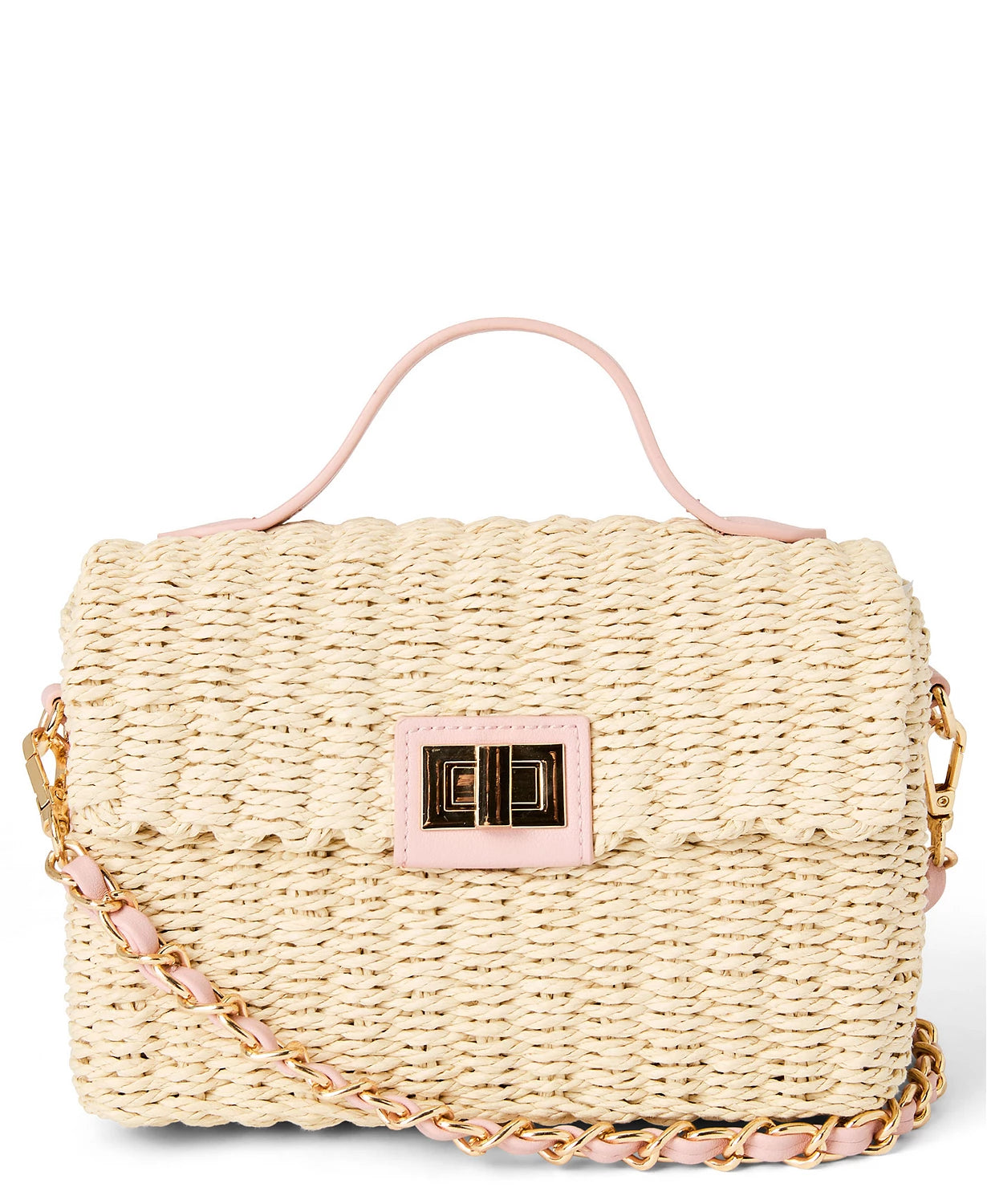 LIKE DREAMS Women's Rosella Turn Lock Mini Straw Crossbody