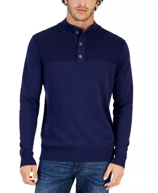 Club Room Men's Ribbed Four-Button Sweater  Color Navy Blue Size 3XL