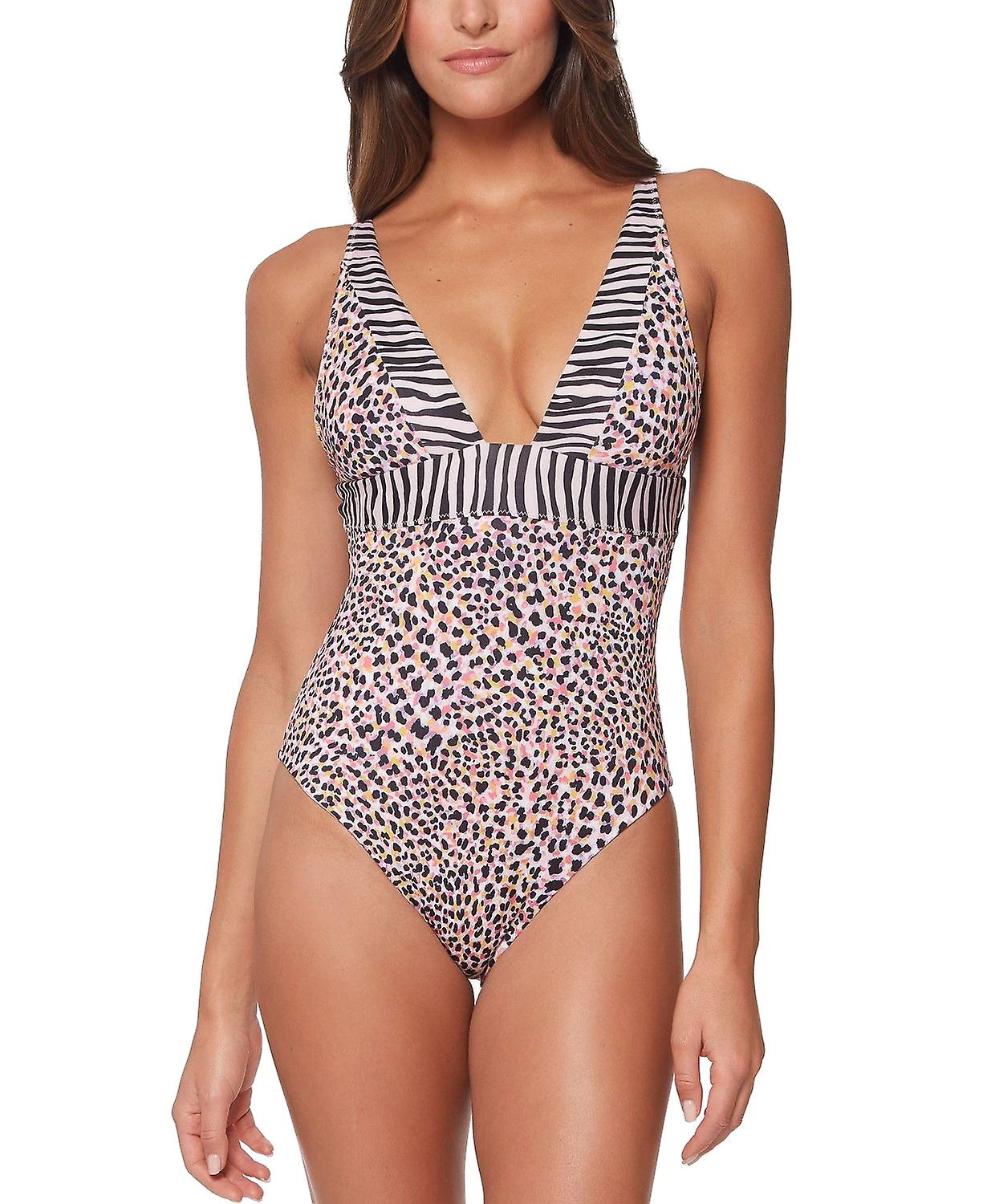 Sanctuary Plunge Pretty Exotic One-Piece Swimsuit  Color Pink Size XL