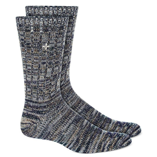 Sun Stone Mens MARLED STRIPED CREW SOCKS  Color Dark Green ONE SIZE