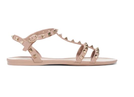 Valentino Garavani Women's Summer Rockstud PVC Sandals Color Beige Size EU35/US5