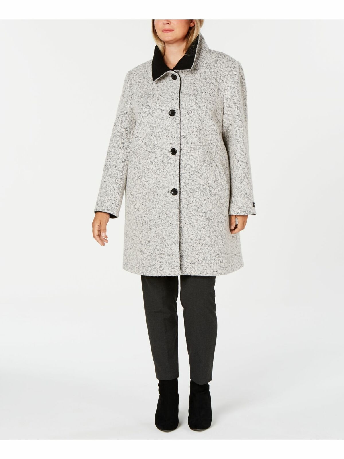 DKNY Women’s Plus Wool Blend Cold Weather Walker Coat   Color White Size 2X