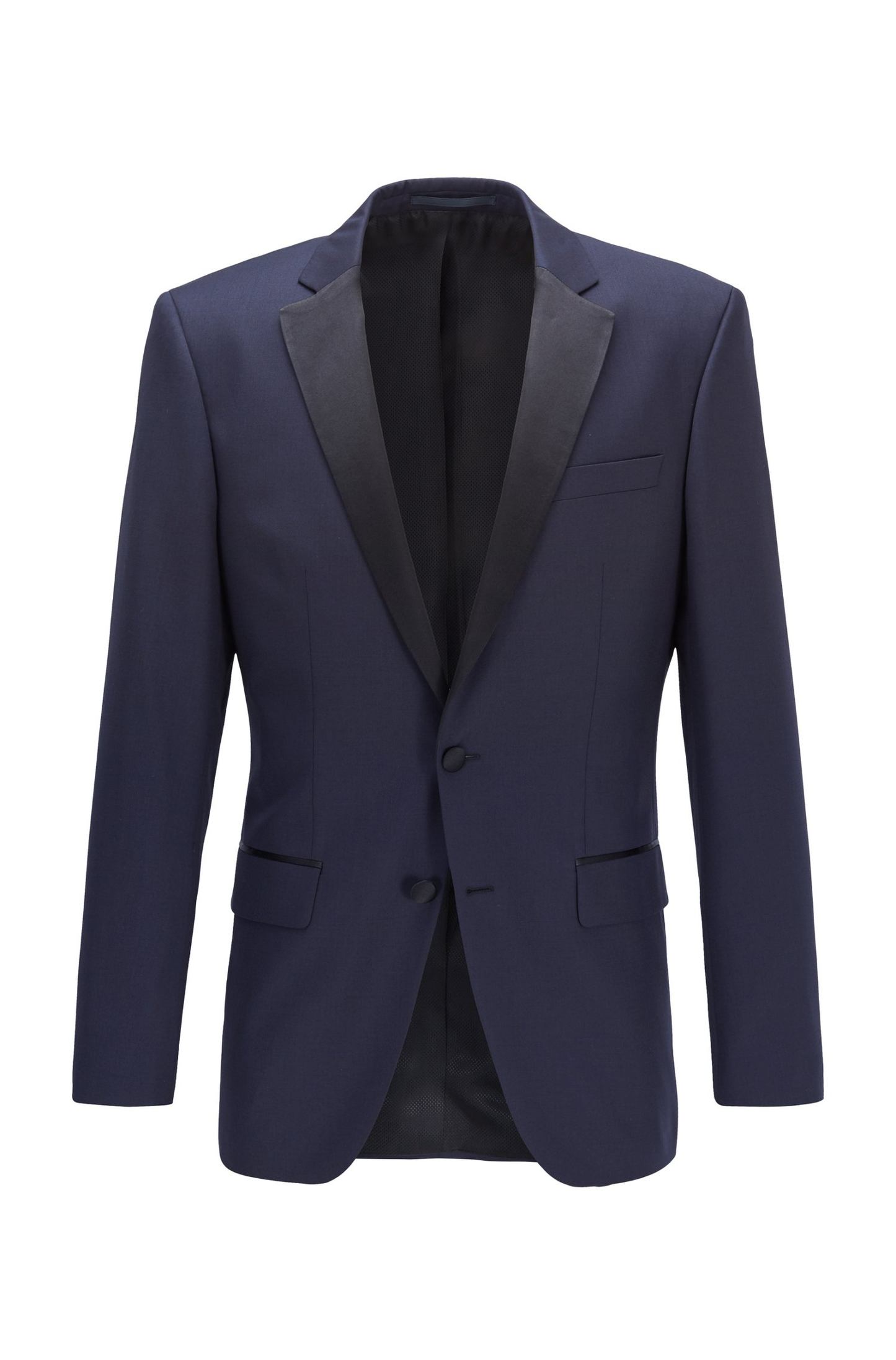 Boss SLIM-FIT VIRGIN WOOL JACKET WITH SILK DETAILS  Color Dark Blue Size 46R