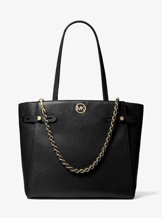 Michael Kors Carmen Large Pebbled Leather Tote Bag  Style 30S1GNMT3L Black/Gold