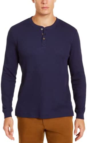 Club Room Men's Thermal Henley Shirt  Color Navy Size XXL