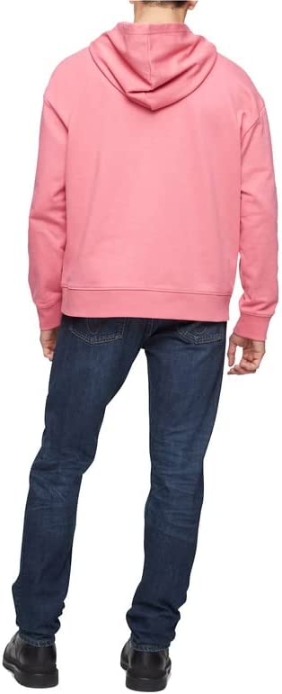 Calvin Klein Men's Relaxed Fit Standard Logo Terry Hoodie  Color French Rapture Rose Size 2XL