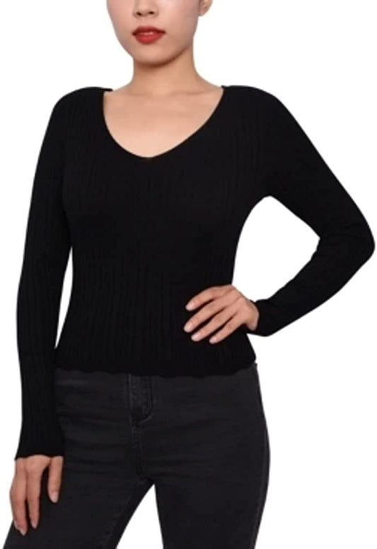 Planet Gold Juniors' Rib-Knit Strappy-Back Sweater  Color Black Size M