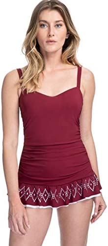 Profile by Gottex Merlot Tutti Frutti Lasercut Swimdress Color Merlot