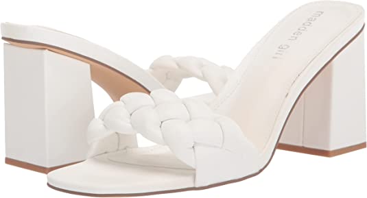 Madden Girl Gracy Braided Block-Heel Slide  Color White Paris Size 5.5M