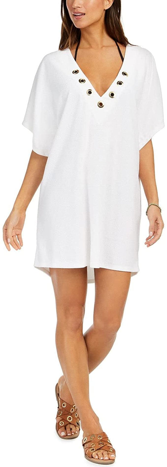 Michael Kors Grommet Tunic Swim Cover-Up  Color White Size M/L