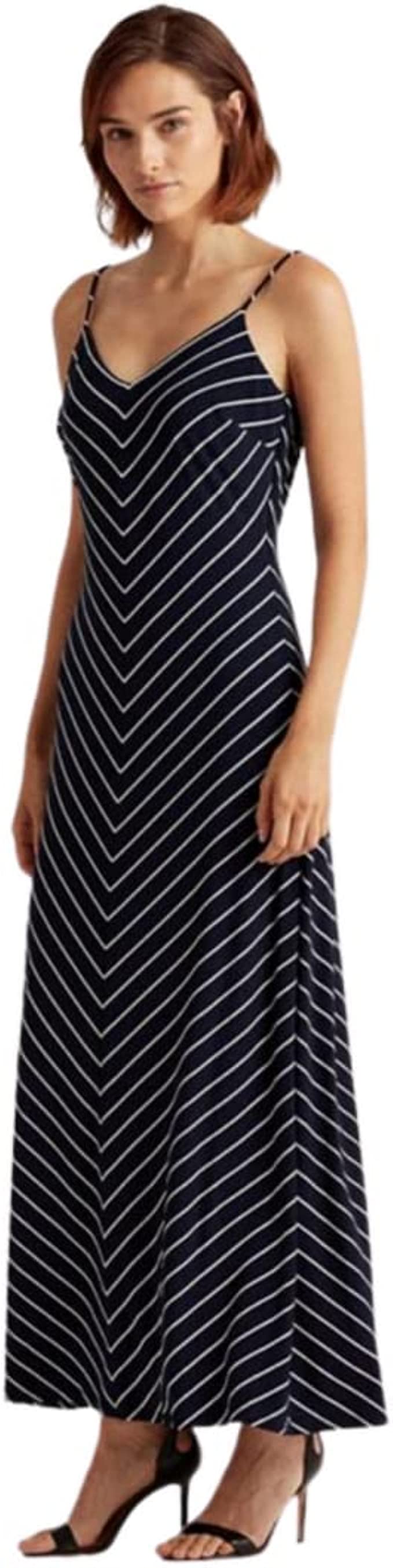 Lauren Ralph Lauren Petite Chevron Jersey Maxi Dress  Color Navy Cream Size 2P