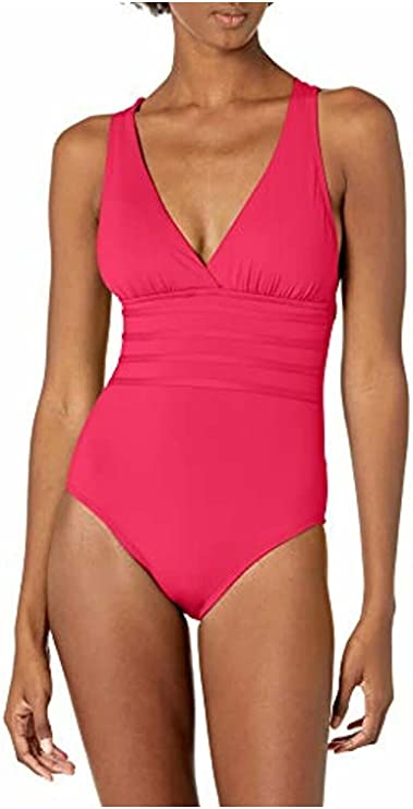 La Blanca Island Goddess Cross Back One Piece Swimsuit  Color Ginger Size 16