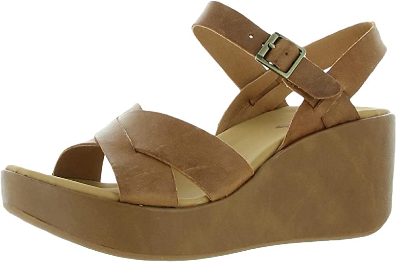 KORKS Women's Denica Leather Strappy Wedges  Color Tan Size 10M