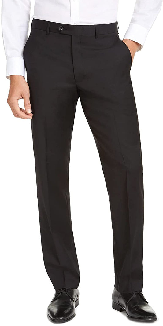 Michael Kors Men’s Flat Front Finished Solid Dress Pants  Color: Black 38Wx30L