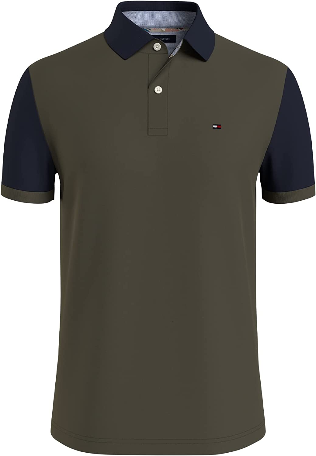 Tommy Hilfiger Men's Tonal Colorblock Pique Polo Shirt  Color Army Green Size S