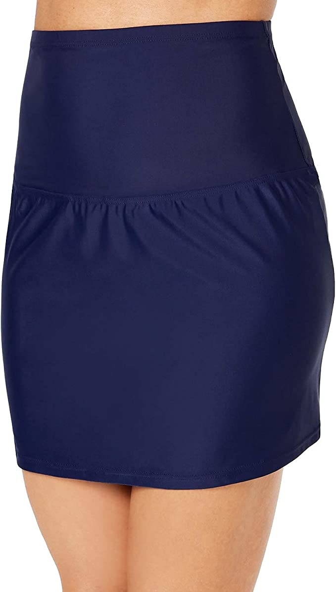 Island Escape Womens Solid Control Swim Skirt  Color Navy Size 10