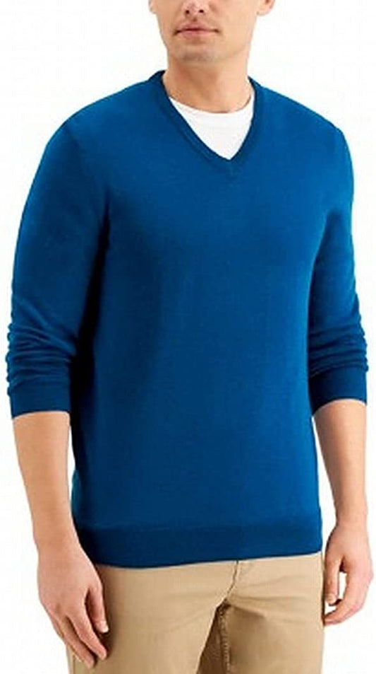 Club Room Men's Regular-Fit Solid V-Neck Pullover  Color Majestic Teal Size L