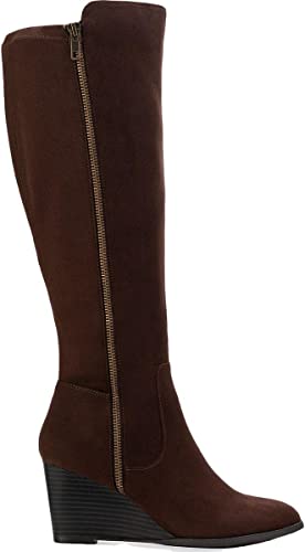 Style & Co. Womens August Faux Leather Almond Toe Knee-High Boots  Color Chocolate Micro