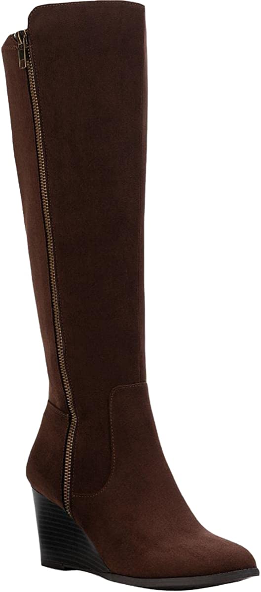 Style & Co Wynterr Wedge Dress Boots  Color Chocolate Size 7M