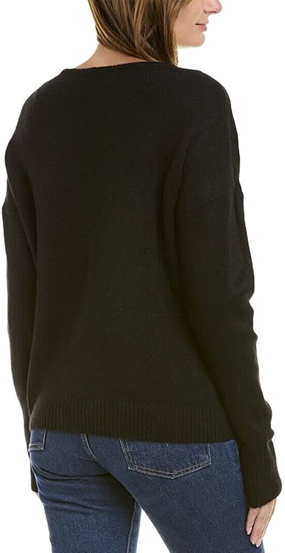 Vince Camuto Tie-Hem Boat-Neck Sweater  Color Rich Black Size M