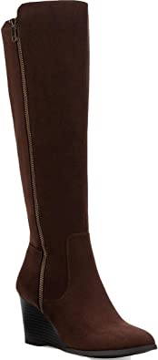 Style & Co. Womens August Faux Leather Almond Toe Knee-High Boots  Color Chocolate Micro