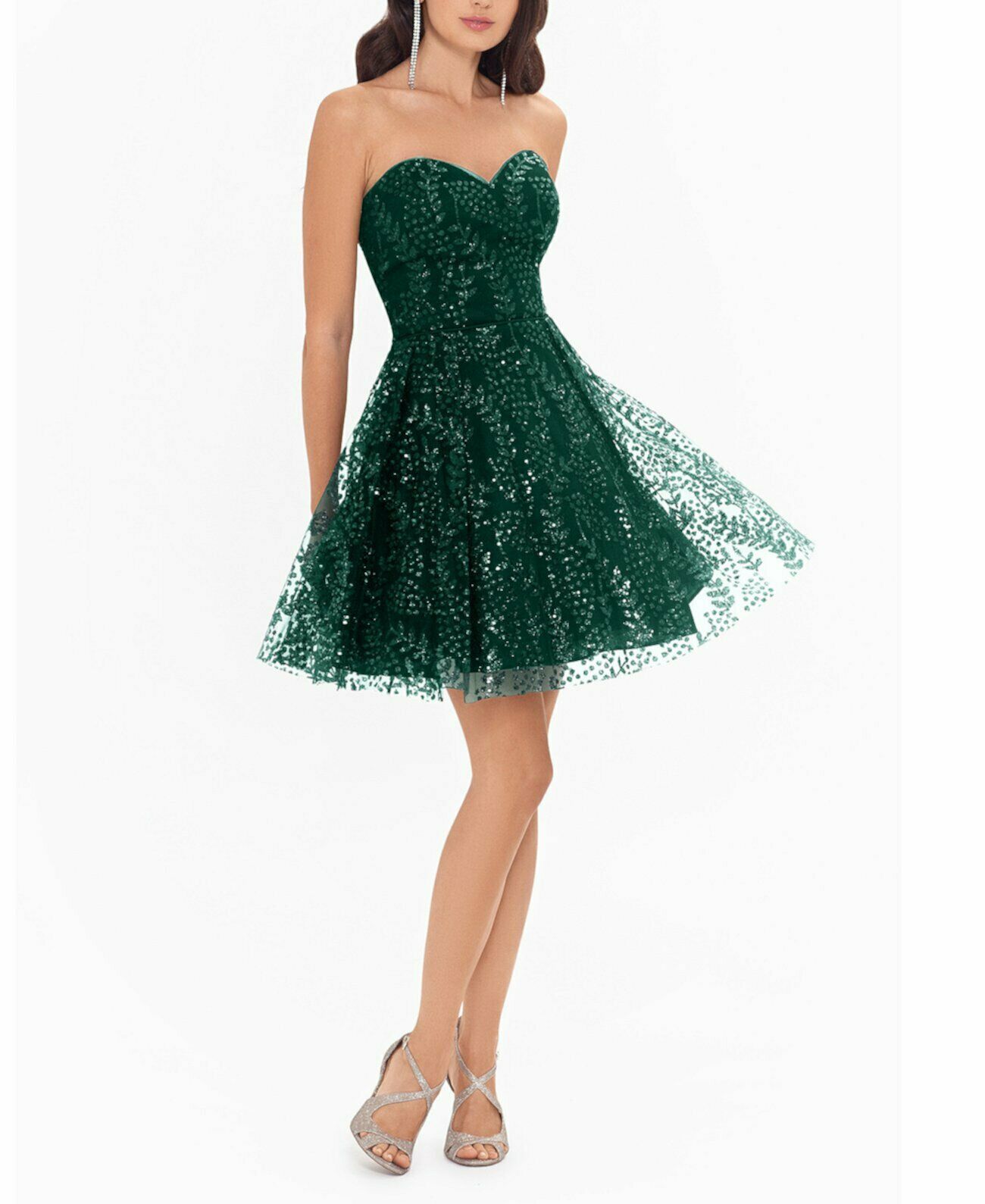 Blondie Nites Juniors' Strapless Glitter Dress $159  Style  2770BN Color Teal