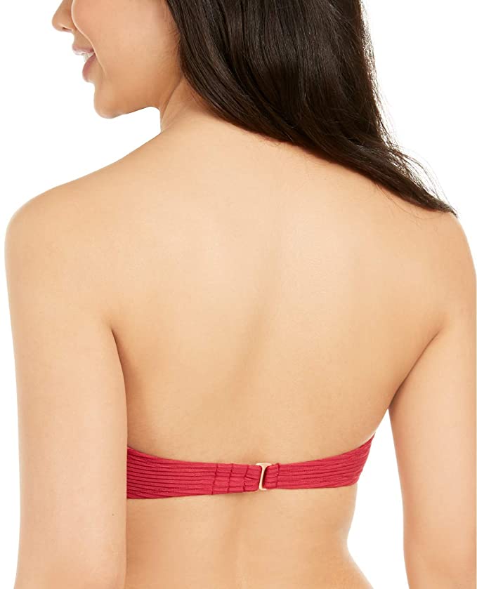 Hula Honey Women's Juniors Rhythm Bandeau Lace-Up Swim Top Separates  Size L