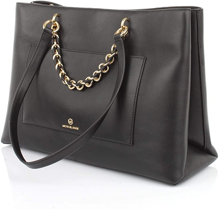 Michael Kors Cece Medium Ribbon Chain Leath BlackGold