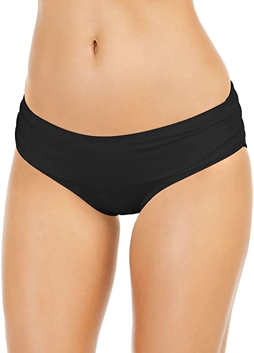 Michael Kors Shirred Bikini Bottoms  Color Black Size M