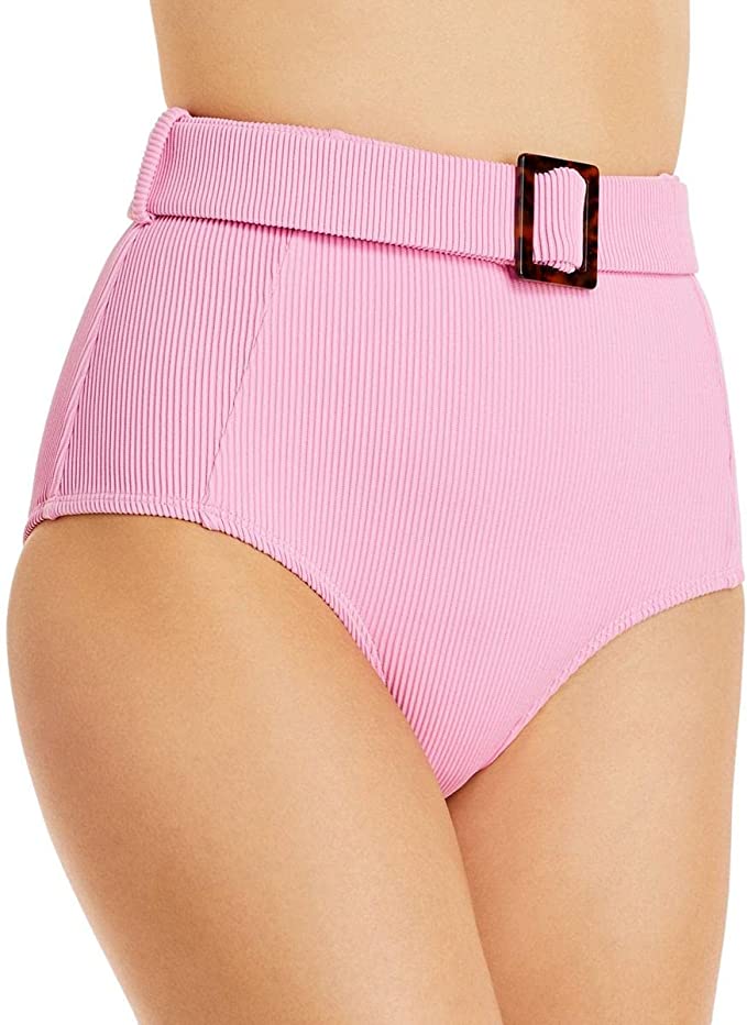 Charlie Holiday Zola Ribbed Belted Bikini Bottoms  Color Pink Size S