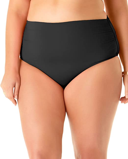 Anne Cole Plus Size High-Waist Bikini Bottoms  Color Black Noire Size 18W