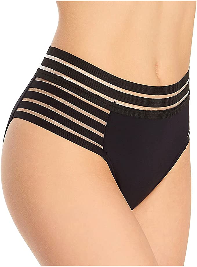 Vince Camuto Coastlines Mesh Elastic  Bikini Bottoms   Color Black Size XS