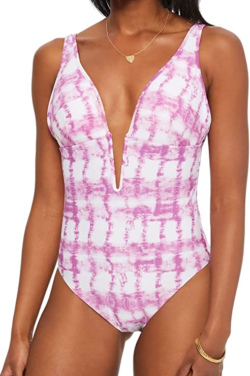 bar III Stretch One Piece Swimsuit  Color Purple Fuchsia  Size XL