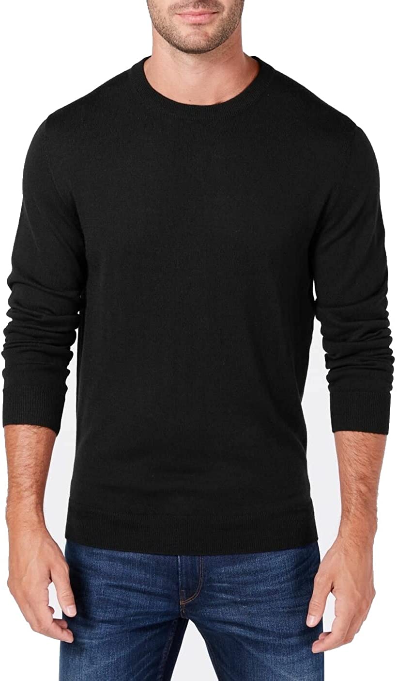 Club Room  Men's Crewneck Solid Pullover Wool Sweater  Color Black  Size L