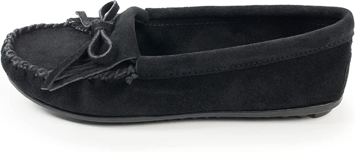 Minnetonka Women's Kilty Hardsole Moccasins  Color Black Size 6.5M