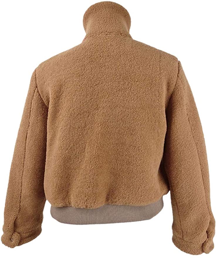 Collection B Juniors' Faux-Fur Teddy Bomber Jacket  Color Camel Size L