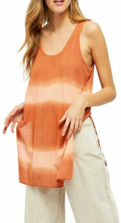 Free People Women's Joni Long Knit Tank Top  Color Citrus Sunset Size XL