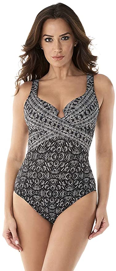 Miraclesuit Women's Swimwear Incan Treasure Criss Cross Escape Sweetheart Neckline Tummy Control One Piece Swimsuit