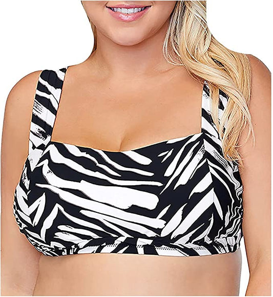 Raisins Curve Plus Size Meru Jamaica Swim Top  Color Black Stone Size 14W