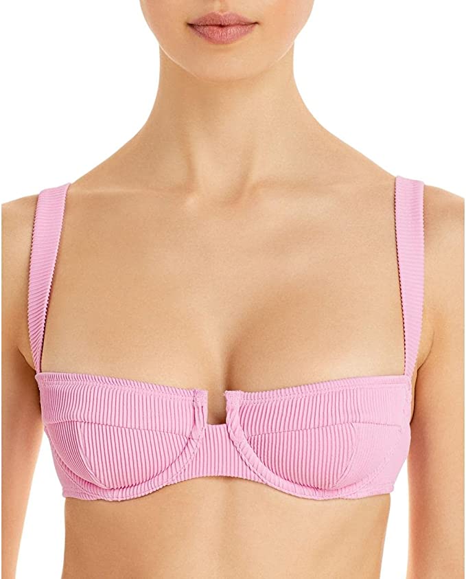 Charlie Holiday Womens Zola Ribbed Underwire Swim Top Separates  Color Pink Size M