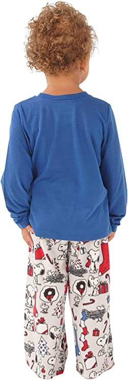 Nite Nite Munki Munki Unisex Kid's Munki Toddler Ls Tee and Pant Jersey Pj Set   Color Snoopy Holiday Cheer Toddler Size 4T