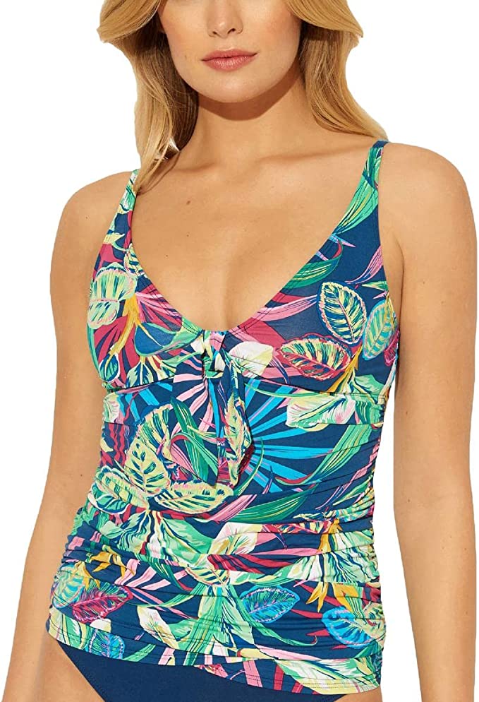 Bleu Rod Beattie Womens Printed Knot-Front Swim Top Separates  Multicolor Size 12