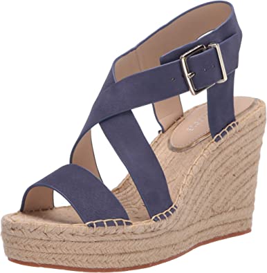 Kenneth Cole New York Olivia Cross Wedged Heel Sandal  Color Lapis Blue Size 10M