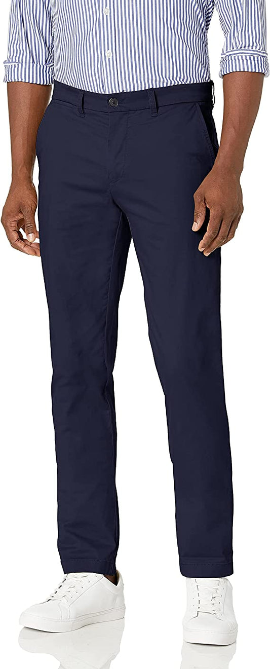 Tommy Hilfiger Men's Stretch Cotton Chino Pants in Slim Fit  Color Navy Blazer 34W x 32L