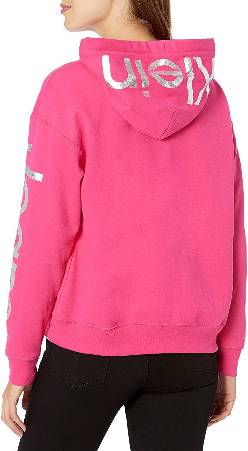 Calvin Klein Women's Long Sleeve Hoodie  Color Beetroot Silver Size S